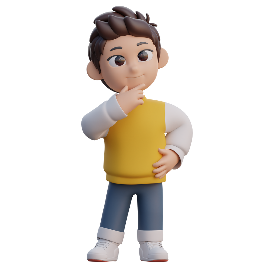 Boy Thinking 3D Character