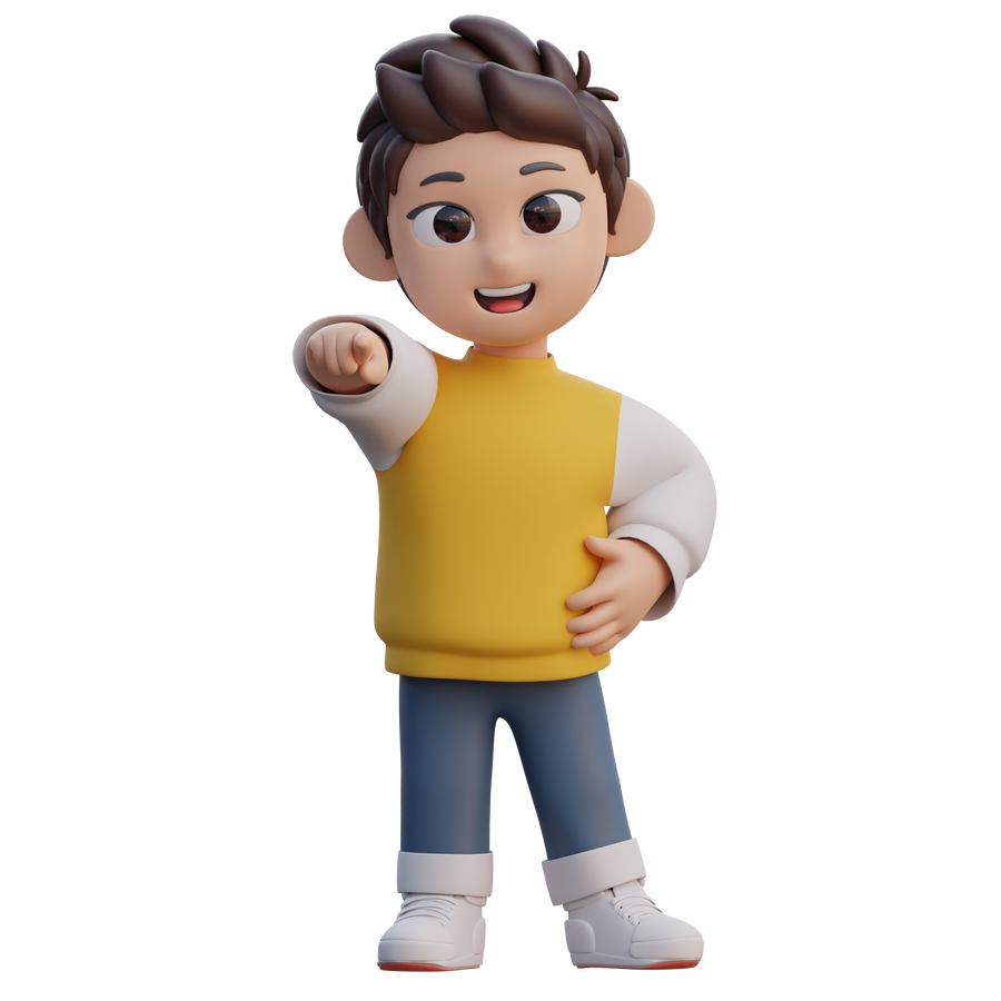 Boy Pointing Front 3D Character