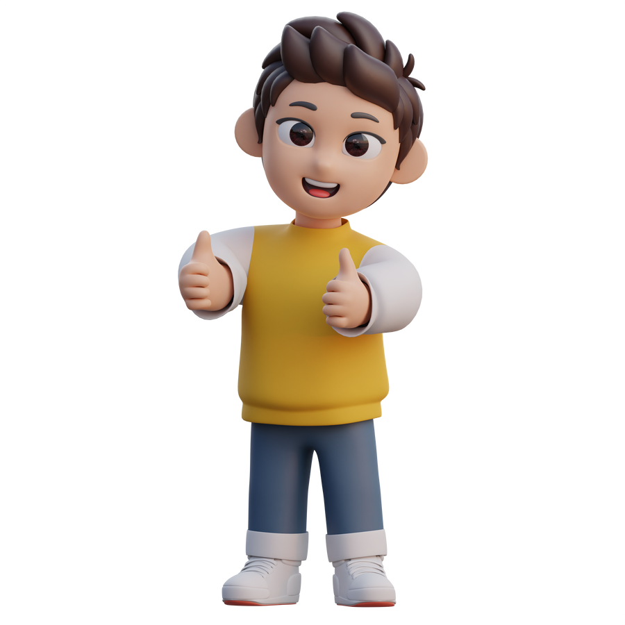 Boy Thumbs Up 3D Character